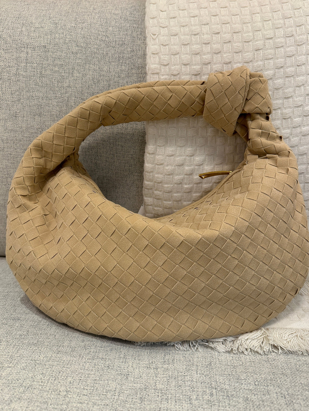 Celeste | Knotted Braided Medium Suede Bag