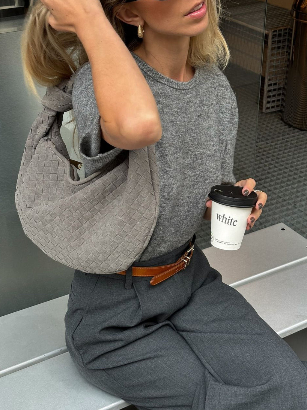 Celeste | Knotted Braided Medium Suede Bag