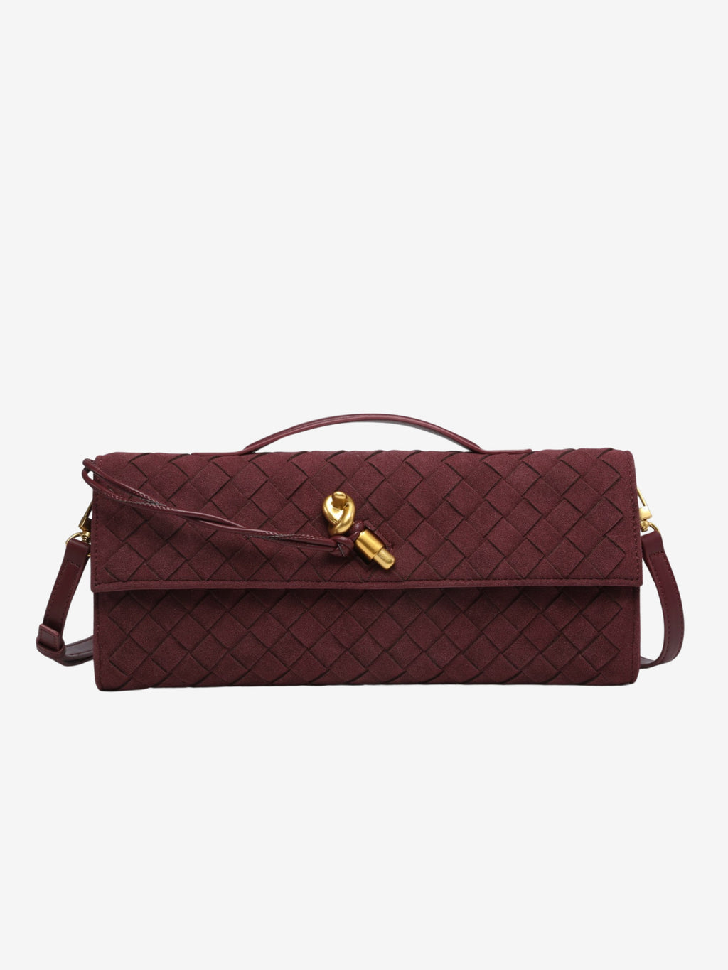 Cherry | Luxe Woven Suede Clutch