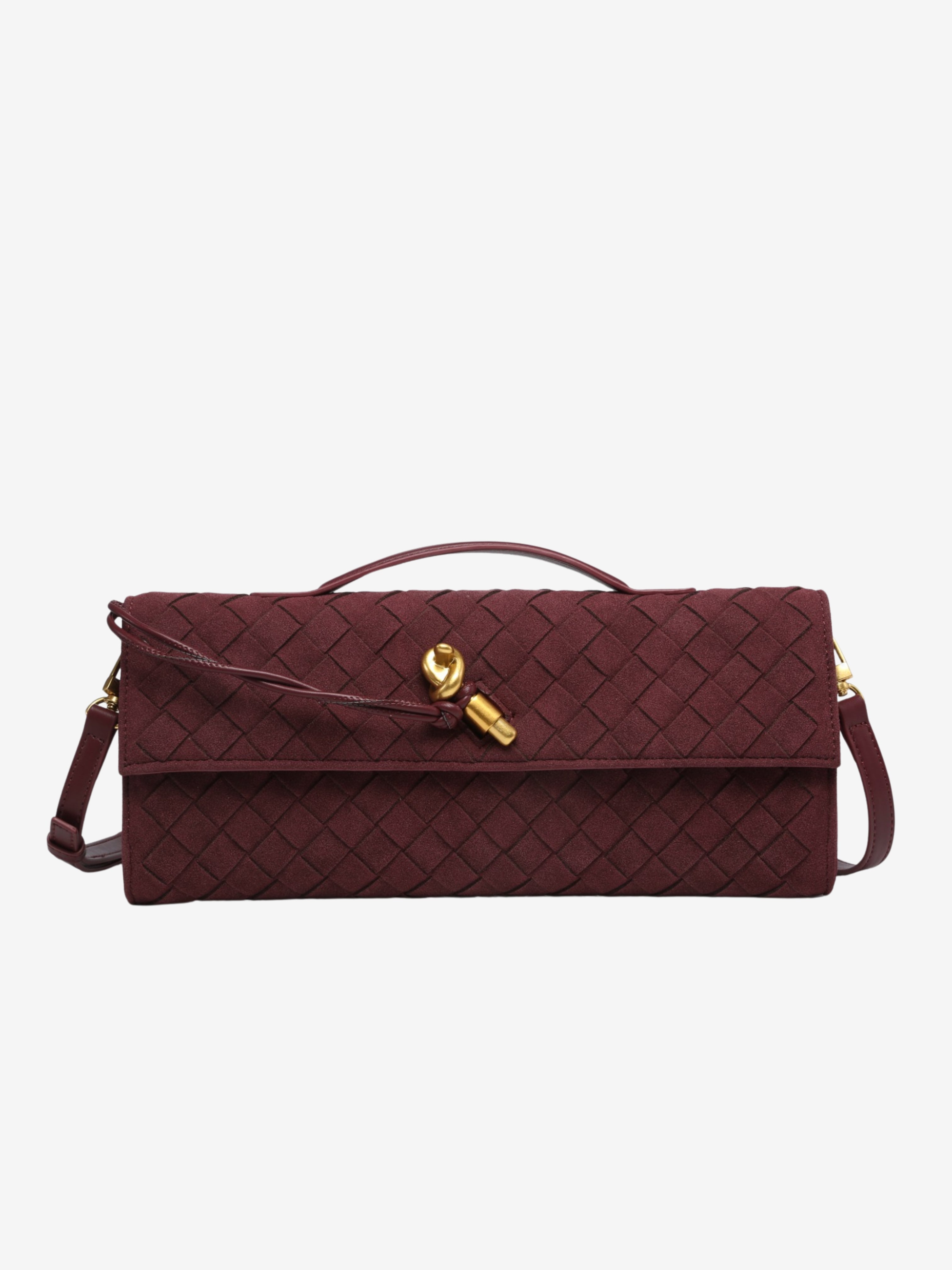 Cherry | Luxe Woven Suede Clutch